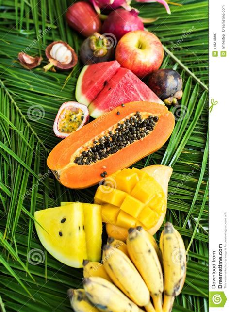 Different Tropical Fruits Raw Eating Diet Concept Stock Image Image