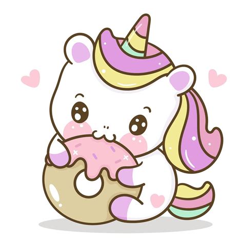 Cute Unicorn Vector With Yummy Donut 1857216 Vector Art At Vecteezy