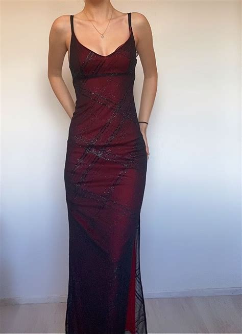90s Red Mesh Overlay Dress Glitter Artofit