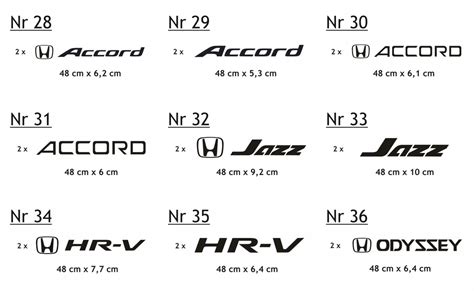 Naklejki Honda Civic Cr V Hr V Crx Accord Jazz Oficjalne