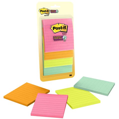 Post It Super Sticky Notes Combo Pack In Miami Colour Collection Lined