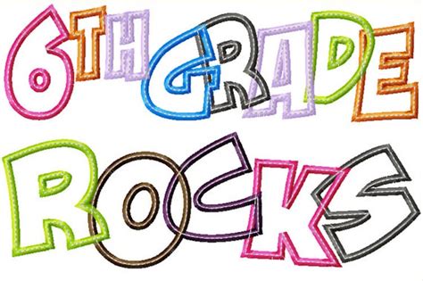 6th Grade Rocks Applique Designs 5x7 And 8x11 Hoop Size Etsy