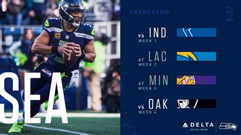 Hall of fame weekend preseason week 1 preseason week 2 preseason week 3 preseason week 4 week 1 week 2 week 3 week 4 week 5 week 6 week 7 week 8 week. Seattle Seahawks 2018 Preseason Schedule Announced