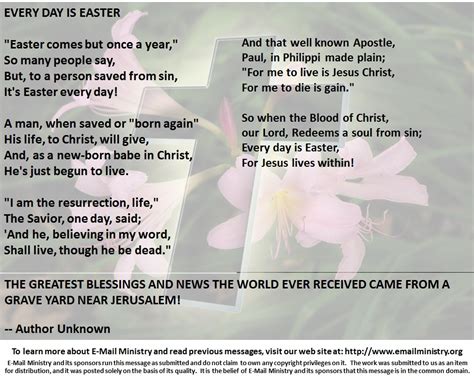 Find nearby places where you can buy dinner and view menus, user reviews, photos and ratings. Every Day is Easter - E-Mail Ministry