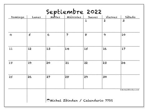 Calendario Septiembre De 2022 Para Imprimir “441ds” Michel Zbinden Ni