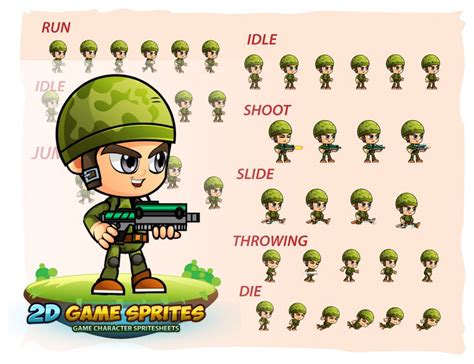 Soldier 2d Game Sprites By Dionartworks Codester