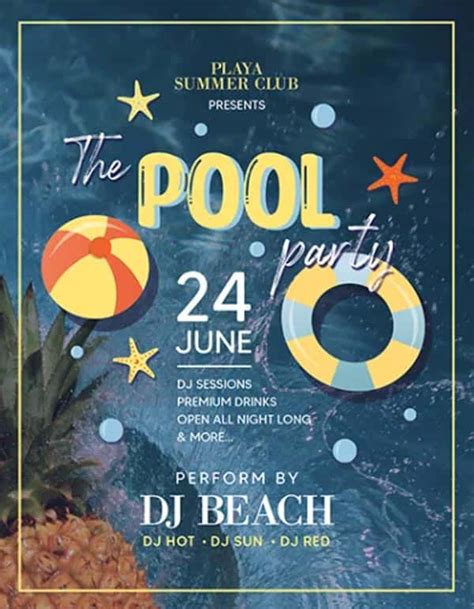 Pool Party Free PSD Flyer Template Freebie FreePSDFlyer