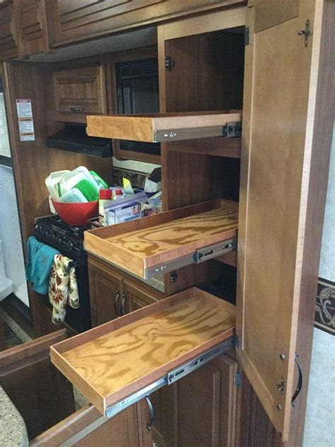 Drawer Slides In An Rv Pantry Make Items Easier To Reach Rv Storage