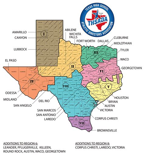 Regional Map Texas High School Athletic Directors