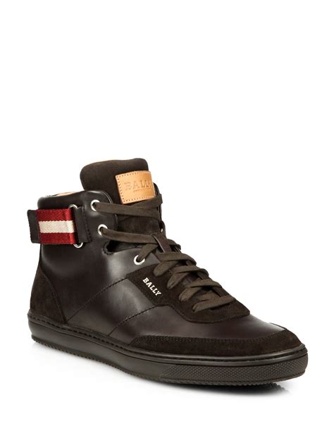 Lyst Bally Olsen Leather And Suede High Top Sneakers In Brown For Men