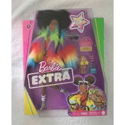 Barbie Extra Shine Bright Star Doll 1 Rainbow Coat Pet Poodle