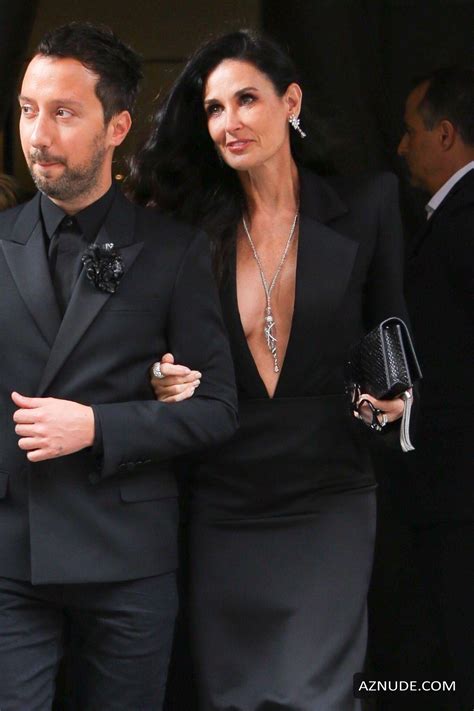 Demi Moore Exits The Mercer In A Cleavage Baring Black Dress For The