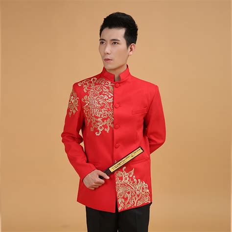 Plus Size Traditional Chinese Clothing Tang Suit Red Tunic Men Male