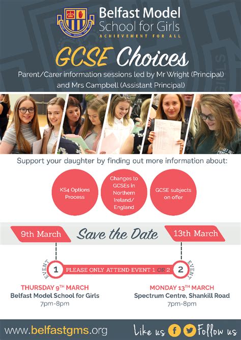 Gcse Choices Parent Information Sessions Belfast Model School For Girls
