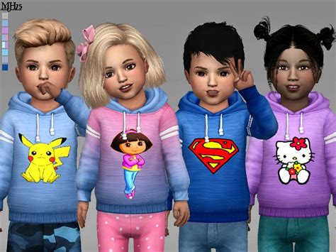 S4 Cuteness Toddler Hoodies Tm Tf Mh75 Sims 4 Toddler Sims Baby