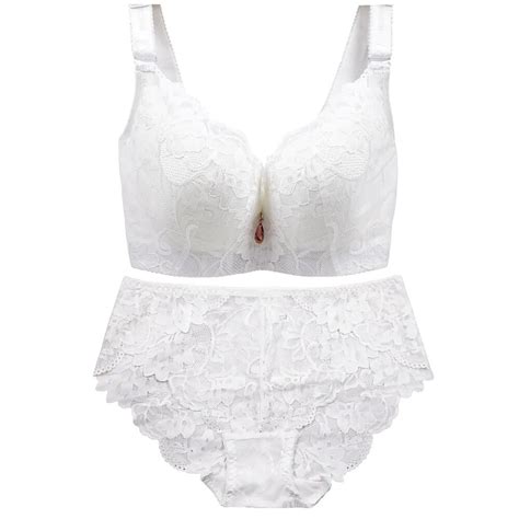 fallsweet plus size bra set push up bras and panty set wide back underwire lingerie set white c