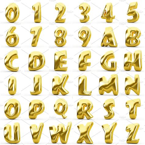 3d Gold Numbers And Letters Education Illustrations Creative Market