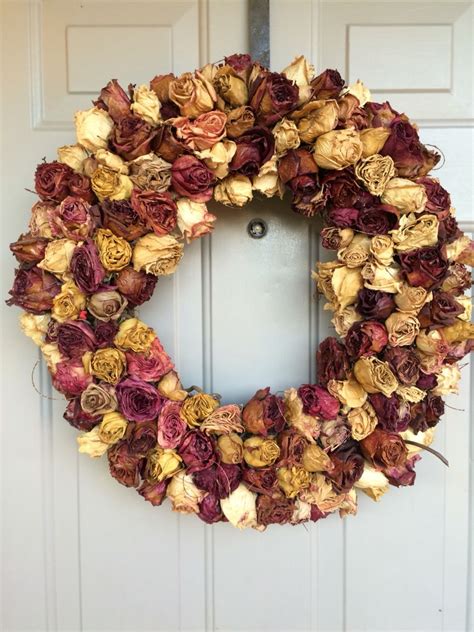 Rose Wreath Made With Dries Roses Use Floral Spray To Make Dried