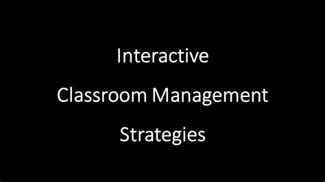 Classroom Management Strategies Youtube