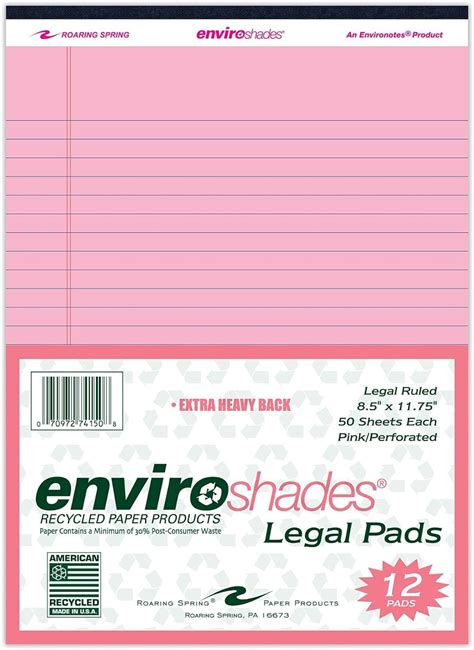 Amazon Com ROARING SPRING Enviroshades Recycled Legal Pads Pack X Sheets