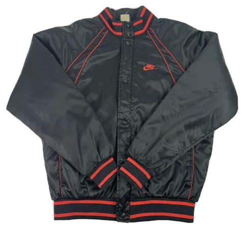 Vintage 80s Nike Satin Air Jordan Bomber Jacket Black And Red Etsy