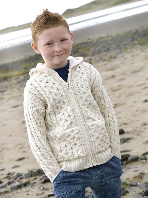 Kids Hooded Zip Cardigan Irish Sweater Zip Cardigan Style Cardigan