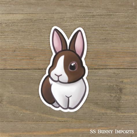 Chocolate Dutch Rabbit Sticker Cute Printed Vinyl Bunny
