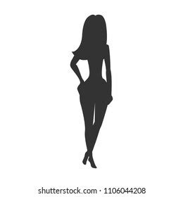 Silhouette Seductive Naked Woman Vector Illustration Stok Vektör