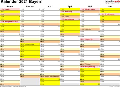 Ferien bayern 2021 ubersicht der ferientermine. Kalender 2021 Bayern Zum Ausdrucken Kostenlos