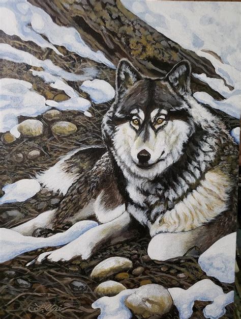 Grey Wolf Painting By Laurence Upi Fine Art America