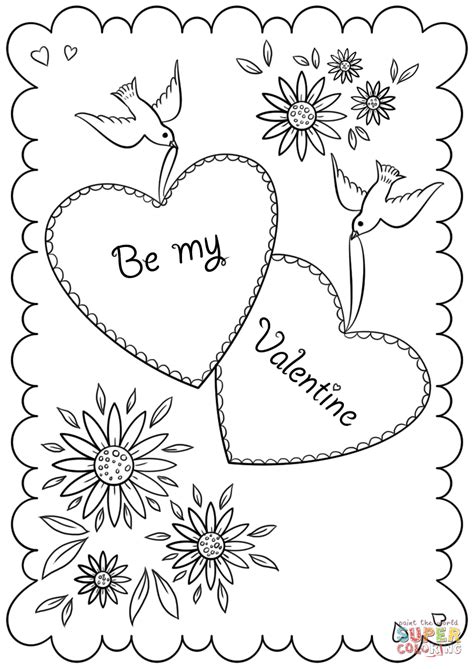 Free printable valentine heart balloons coloring pages for kids.free online valentines day ideas activites worksheet for kids.valentines day clipart black and white. Be My Valentine Card coloring page | Free Printable Coloring Pages