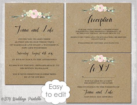 Rustic Wedding Invitation Templates Diy Rustic Flowers Printable