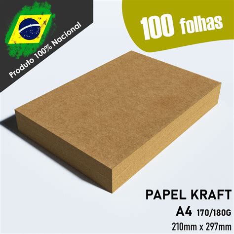 100 Folhas Papel Kraft 180g A4 Escorrega O Preço