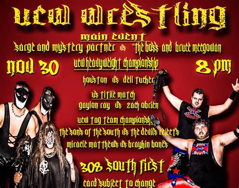 Hours may change under current circumstances UCW Union City, Tn. is set for a Big Night of Wrestling on ...