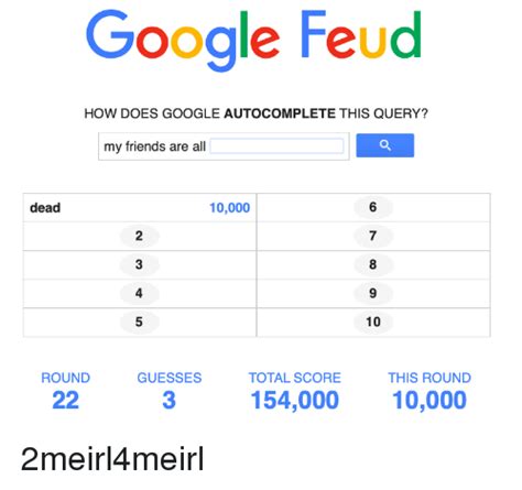 Google feud answers online is in the category of skill. Can Jesus Google Feud Answers - Derek Greenwood Writes ...