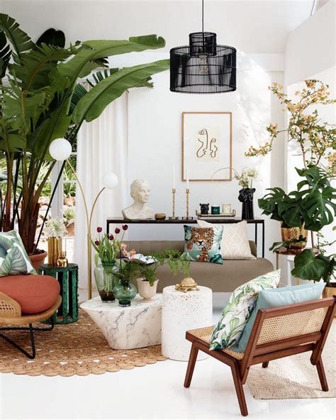 Palm Tree Tropical Decor In Tropical Living Room Via HM Home 768x960 