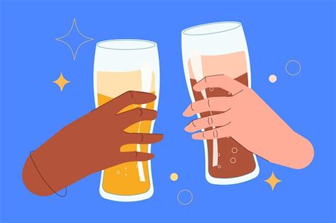 Premium Vector Celebration And Toasting Cheers Hands Holding Beertwo