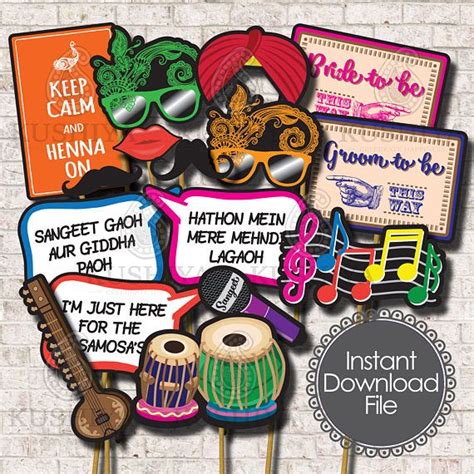 Sangeet Mehndi Night Photo Props Set Of 16 Indian Wedding Party Signs Desi Instant Download