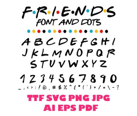 Friends Font Ttf Svg And Png Friends Letters Numbers And Dots Etsy