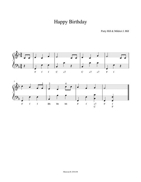 Happy Birthday Sheet Music For Piano Download Free In Pdf Or Midi
