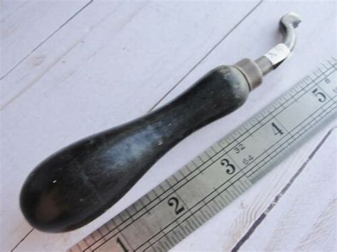 Vintage Hand Tool Edge Cutter 2 Leatherwork Cs Osborne Wooden Handle