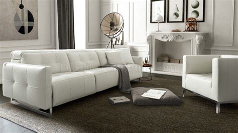 Duca Reclining Sofa Set 3pc In White Full Leather By Vig
