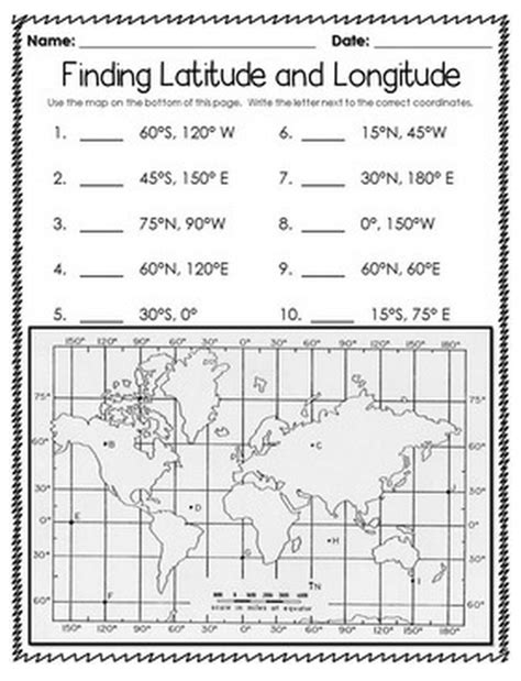 Longitude And Latitude Practice Worksheet