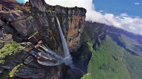 Famous Angel Falls Waterfalls In Venezuela South America Wallpaper Hd
