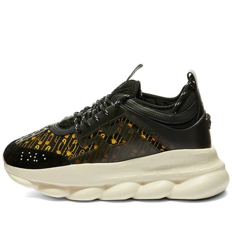 Versace Safety Pin Chain Reaction Sneaker Black And Gold End Us