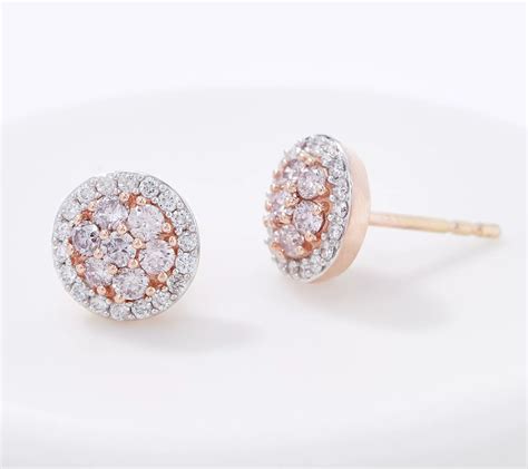 Affinity K Gold Natural Pink Diamond Stud Earrings Cttw Qvc Com