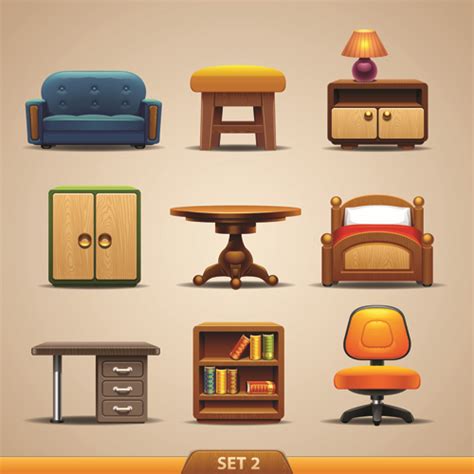 Vector Furniture Icons Set 02 Free Download