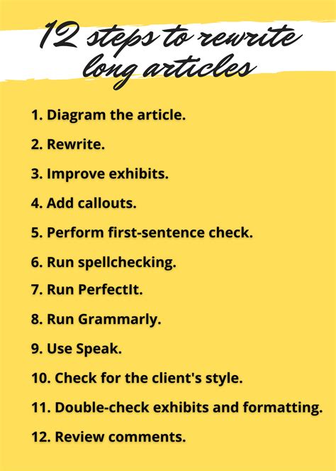 12 Steps To Rewrite Long Articles Susan Weiner Investment Writing