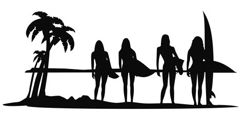 Surfer Girl Silhouette At Getdrawings Free Download