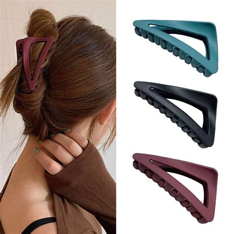 3pcs matte hair claw black triangle plastic hair claw clips nonslip outdoor hair jaw clips for